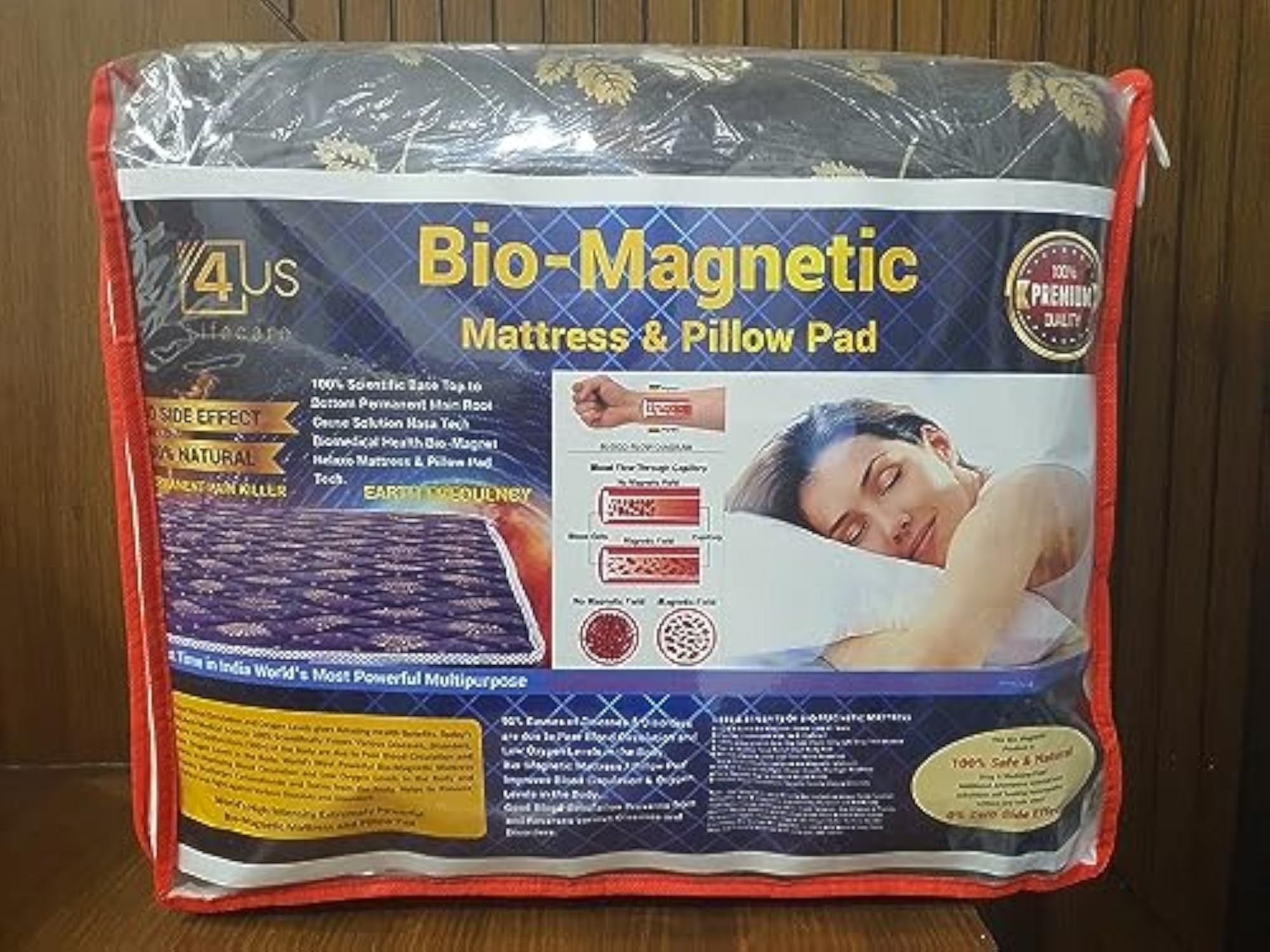 Bio Magnetic Mattress Topper Pad with Pillow, Brown